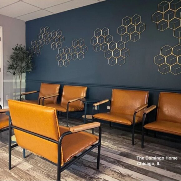 Glam metal abstract gold wall decor. very large light wight art piece honeycomb - Picture 6 of 12